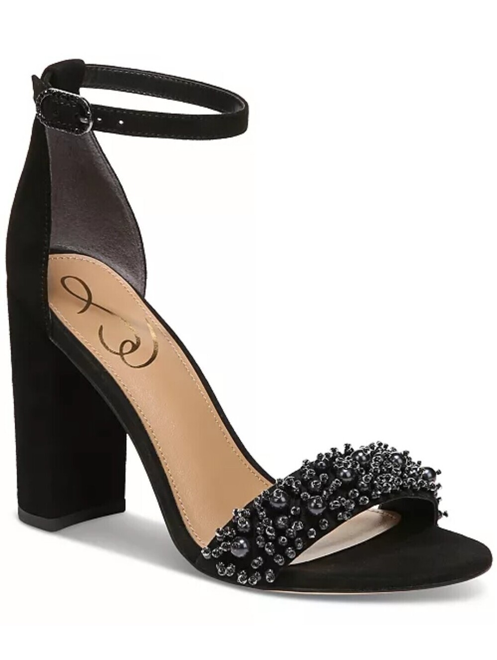 Sam Edelman Yaro Perla Black Suede Block Heel Sandals Size 8.5